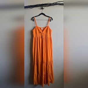 Orange Sleeveless Maxi Dress